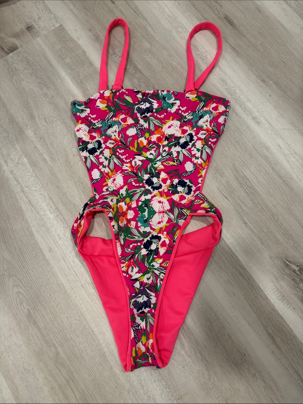 Hot Pink Floral One-Piece Swimsuit - small